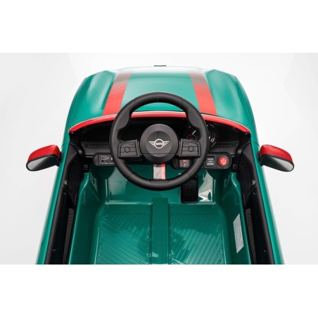 Auto Elettrica Bambini Mini Cooper S Cabrio 12V Verde 1-4 Anni Telecomando LED