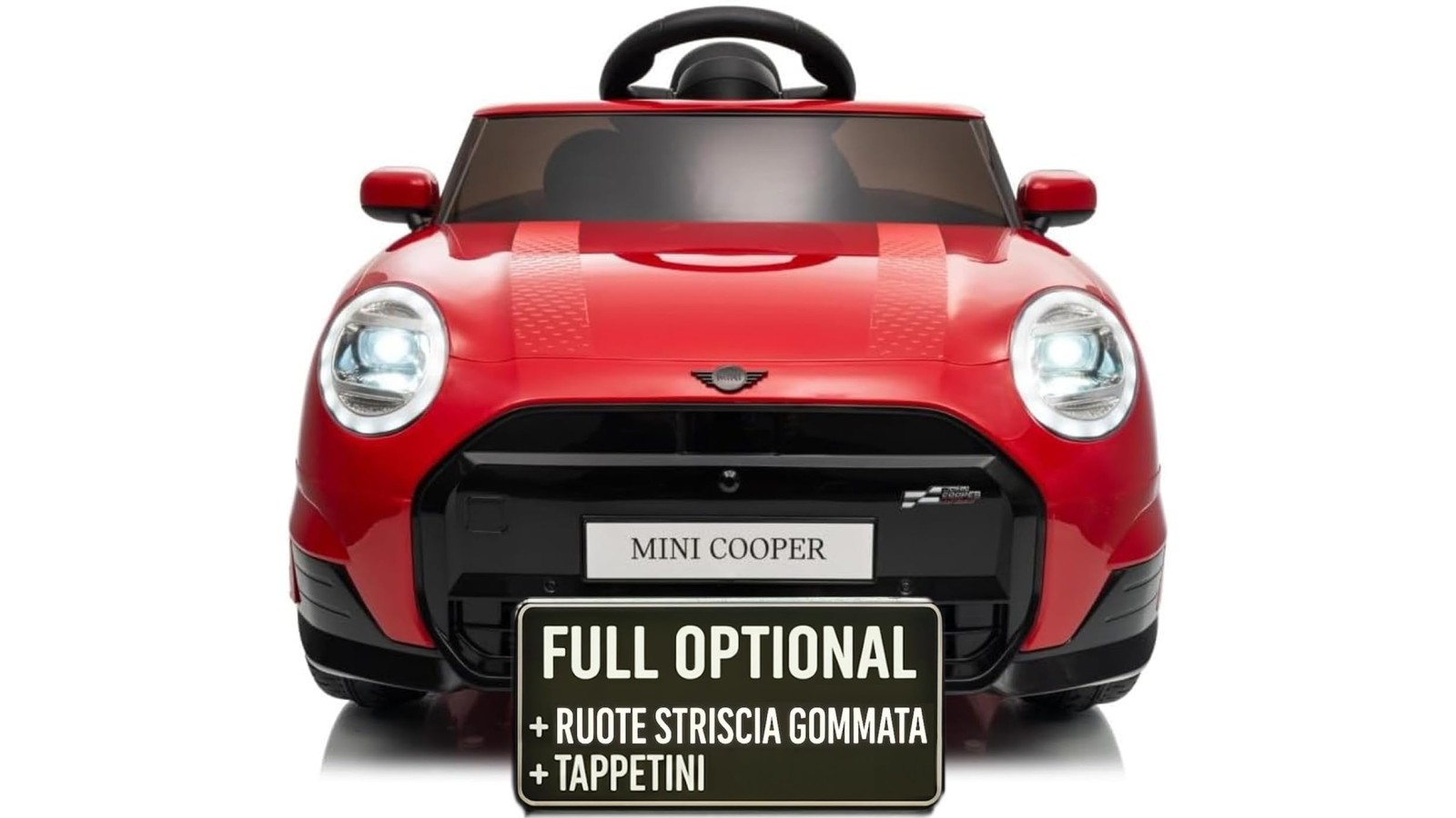 Auto Elettrica Bambini Mini Cooper S Cabrio 12V Rossa 1-4 Anni Telecomando LED