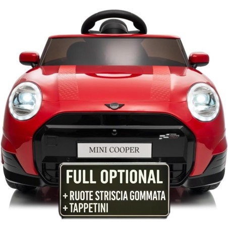 Auto Elettrica Bambini Mini Cooper S Cabrio 12V Rossa 1-4 Anni Telecomando LED