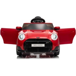 Auto Elettrica Bambini Mini Cooper S Cabrio 12V Rossa 1-4 Anni Telecomando LED