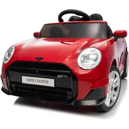 Auto Elettrica Bambini Mini Cooper S Cabrio 12V Rossa 1-4 Anni Telecomando LED