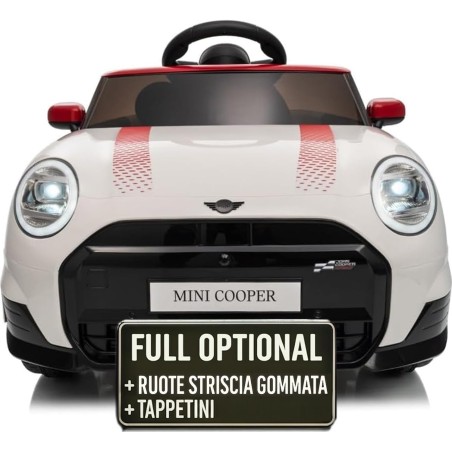 Auto Elettrica Bambini Mini Cooper S Cabrio 12V Bianca 1-4 Anni Telecomando LED