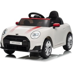 Auto Elettrica Bambini Mini Cooper S Cabrio 12V Bianca 1-4 Anni Telecomando LED