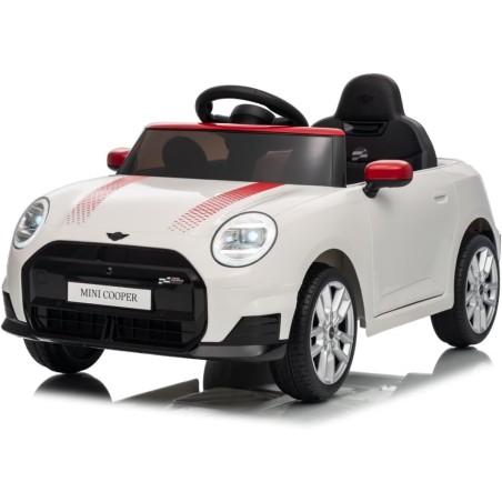 Auto Elettrica Bambini Mini Cooper S Cabrio 12V Bianca 1-4 Anni Telecomando LED