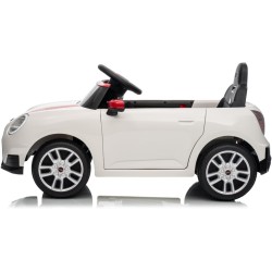 Auto Elettrica Bambini Mini Cooper S Cabrio 12V Bianca 1-4 Anni Telecomando LED
