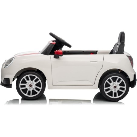 Auto Elettrica Bambini Mini Cooper S Cabrio 12V Bianca 1-4 Anni Telecomando LED
