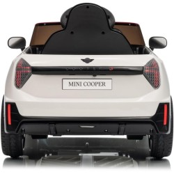 Auto Elettrica Bambini Mini Cooper S Cabrio 12V Bianca 1-4 Anni Telecomando LED