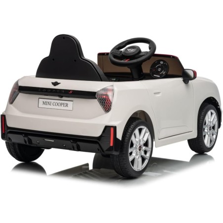 Auto Elettrica Bambini Mini Cooper S Cabrio 12V Bianca 1-4 Anni Telecomando LED