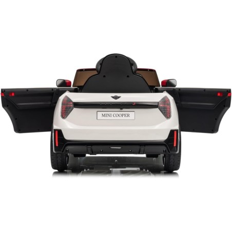 Auto Elettrica Bambini Mini Cooper S Cabrio 12V Bianca 1-4 Anni Telecomando LED