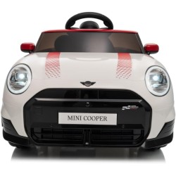 Auto Elettrica Bambini Mini Cooper S Cabrio 12V Bianca 1-4 Anni Telecomando LED