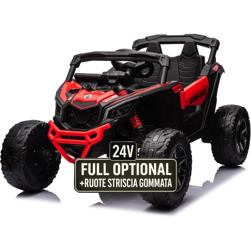 Auto Elettrica Bambini Can-Am Maverick 24V Rosso 1-5 Anni Telecomando 2x200W