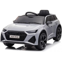 Auto Elettrica Bambini Audi RS6 12V Grigia 1-4 Anni Telecomando Pelle LED