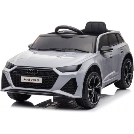 Auto Elettrica Bambini Audi RS6 12V Grigia 1-4 Anni Telecomando Pelle LED