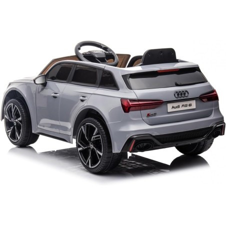 Auto Elettrica Bambini Audi RS6 12V Grigia 1-4 Anni Telecomando Pelle LED