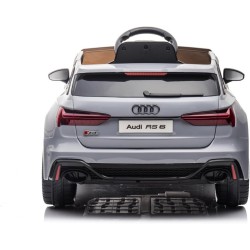 Auto Elettrica Bambini Audi RS6 12V Grigia 1-4 Anni Telecomando Pelle LED