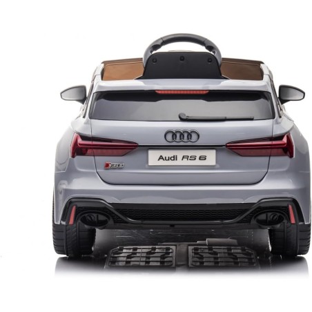 Auto Elettrica Bambini Audi RS6 12V Grigia 1-4 Anni Telecomando Pelle LED