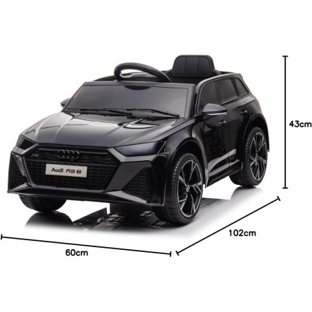 Auto Elettrica Bambini Audi RS6 12V Nera 1-4 Anni Telecomando Pelle LED