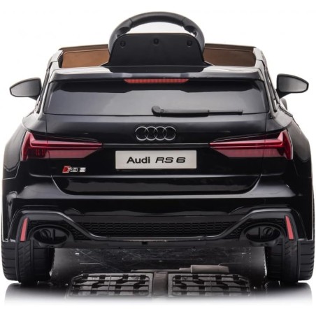 Auto Elettrica Bambini Audi RS6 12V Nera 1-4 Anni Telecomando Pelle LED