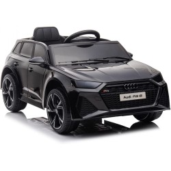 Auto Elettrica Bambini Audi RS6 12V Nera 1-4 Anni Telecomando Pelle LED