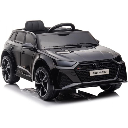 Auto Elettrica Bambini Audi RS6 12V Nera 1-4 Anni Telecomando Pelle LED