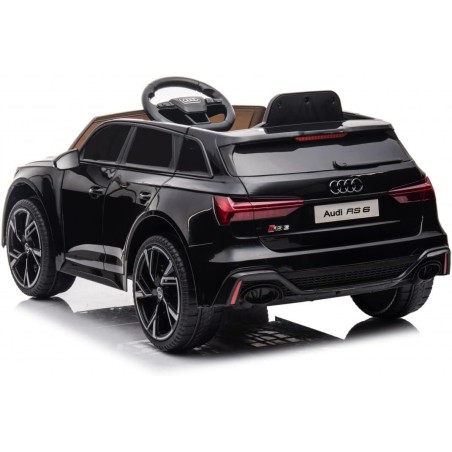 Auto Elettrica Bambini Audi RS6 12V Nera 1-4 Anni Telecomando Pelle LED