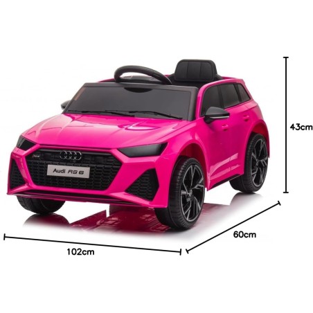 Auto Elettrica Bambini Audi RS6 12V Rosa 1-4 Anni Telecomando Pelle Tappetini
