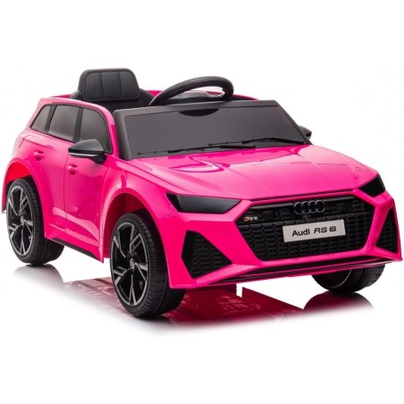 Auto Elettrica Bambini Audi RS6 12V Rosa 1-4 Anni Telecomando Pelle Tappetini
