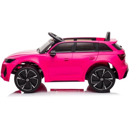 Auto Elettrica Bambini Audi RS6 12V Rosa 1-4 Anni Telecomando Pelle Tappetini