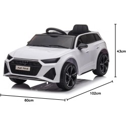 Auto Elettrica Bambini Audi RS6 12V Bianca 1-4 Anni Telecomando Pelle LED