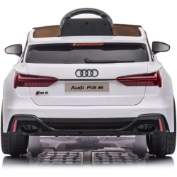 Auto Elettrica Bambini Audi RS6 12V Bianca 1-4 Anni Telecomando Pelle LED
