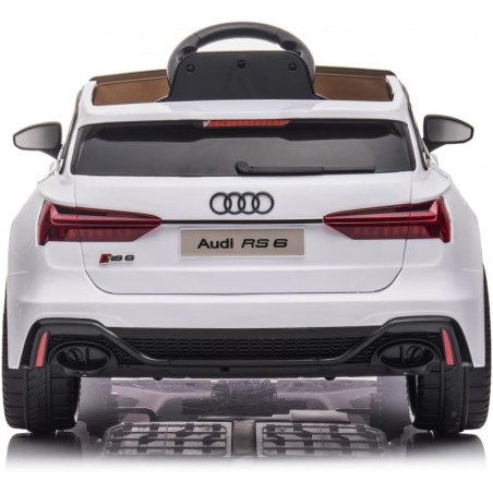 Auto Elettrica Bambini Audi RS6 12V Bianca 1-4 Anni Telecomando Pelle LED