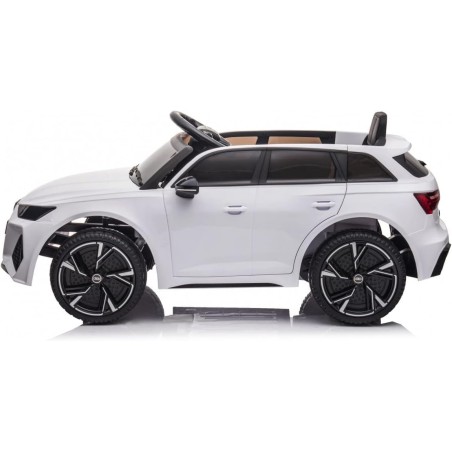 Auto Elettrica Bambini Audi RS6 12V Bianca 1-4 Anni Telecomando Pelle LED
