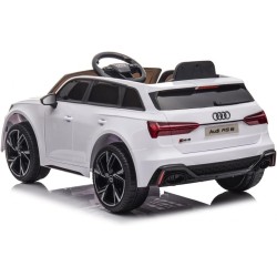 Auto Elettrica Bambini Audi RS6 12V Bianca 1-4 Anni Telecomando Pelle LED
