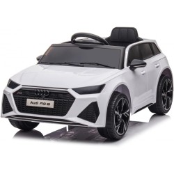 Auto Elettrica Bambini Audi RS6 12V Bianca 1-4 Anni Telecomando Pelle LED