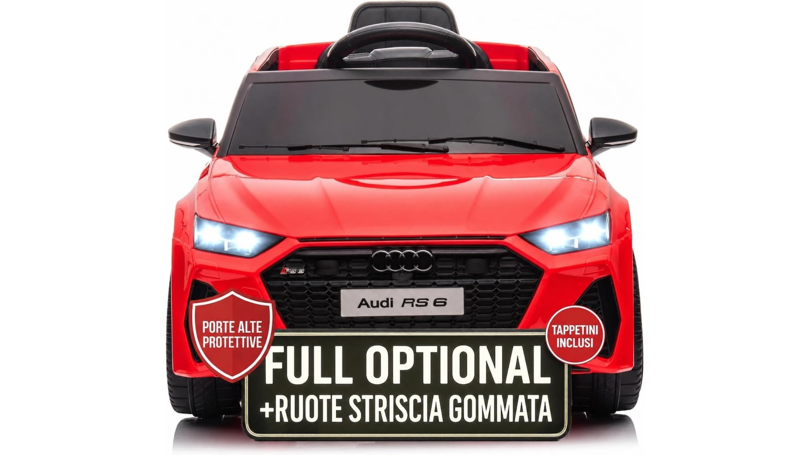 Auto Elettrica Bambini Audi RS6 12V Rossa 1-4 Anni Telecomando Pelle Tappetini