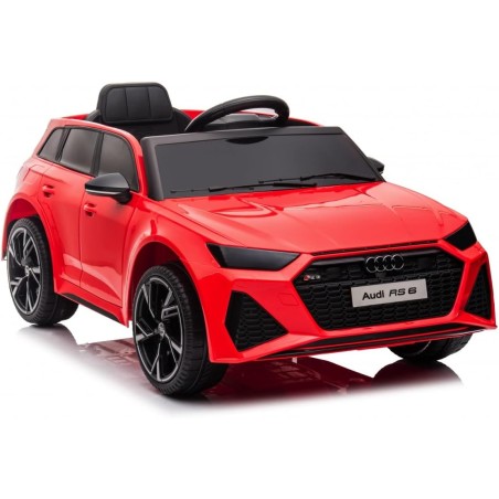 Auto Elettrica Bambini Audi RS6 12V Rossa 1-4 Anni Telecomando Pelle Tappetini