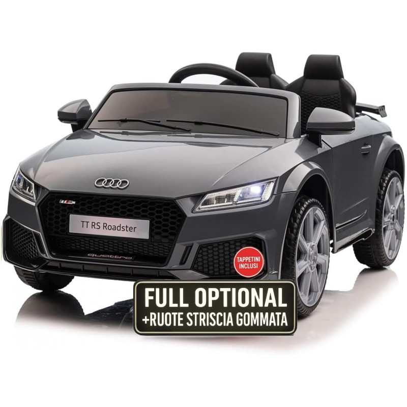 Auto Elettrica Bambini Audi TT RS 12V Grigia 1-4 Anni Telecomando Tappetini