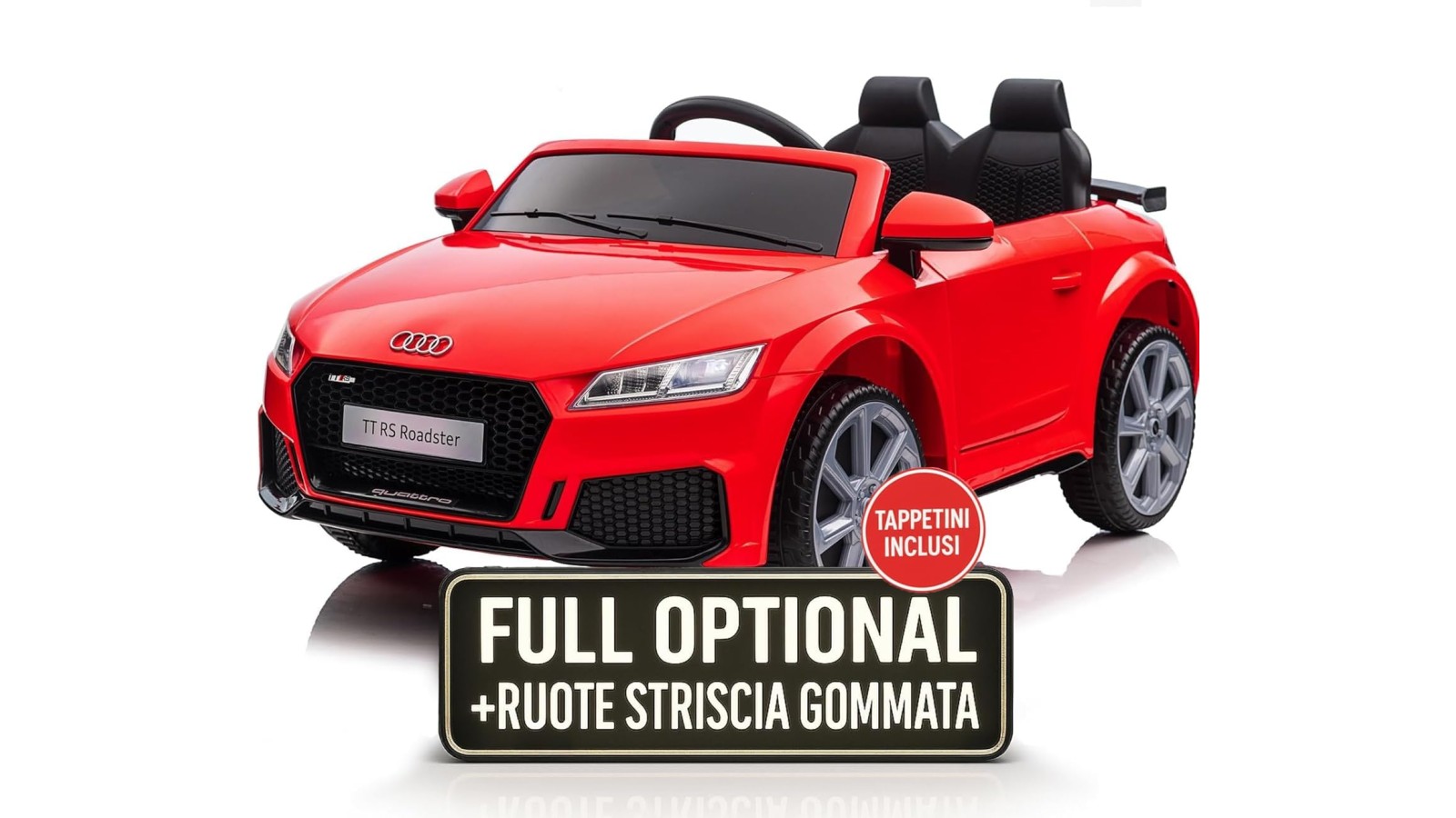 Auto Elettrica Bambini Audi TT RS 12V Rossa 1-4 Anni Telecomando Tappetini