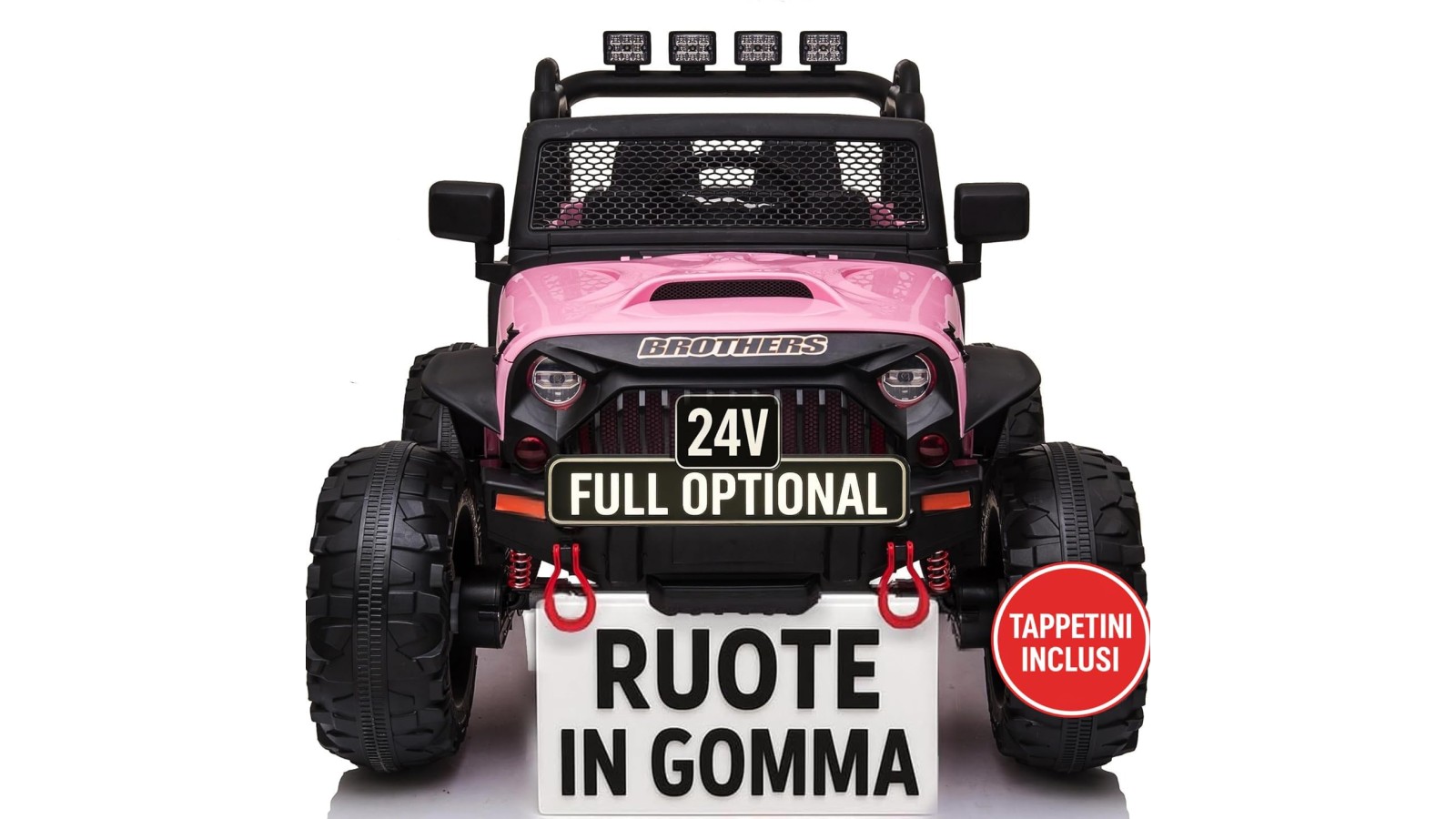 Auto Elettrica Bambini Big Adventure 24V Rosa 2 Posti Telecomando Ruote Gomma