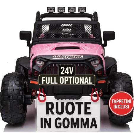Auto Elettrica Bambini Big Adventure 24V Rosa 2 Posti Telecomando Ruote Gomma