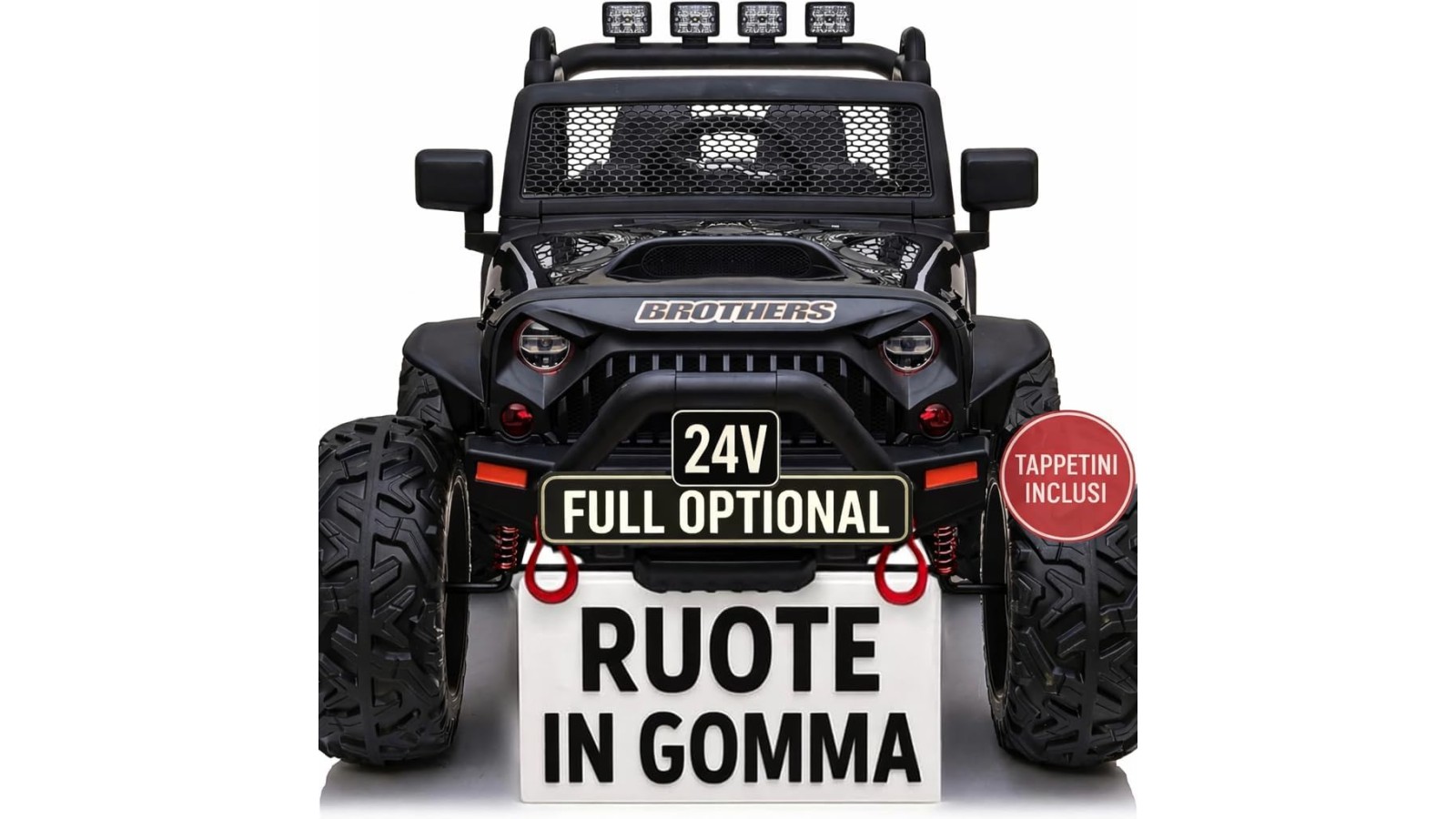 Auto Elettrica Bambini Big Adventure 24V Nera 2 Posti Telecomando Ruote Gomma
