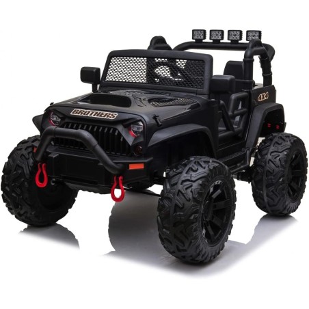 Auto Elettrica Bambini Big Adventure 24V Nera 2 Posti Telecomando Ruote Gomma