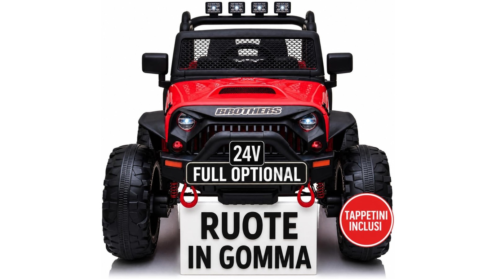 Auto Elettrica Bambini Big Adventure 24V Rossa 2 Posti Telecomando Ruote Gomma