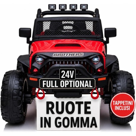 Auto Elettrica Bambini Big Adventure 24V Rossa 2 Posti Telecomando Ruote Gomma