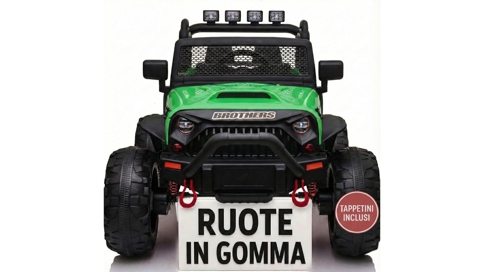 Auto Elettrica Bambini Big Adventure 24V Verde 2 Posti Telecomando Ruote Gomma