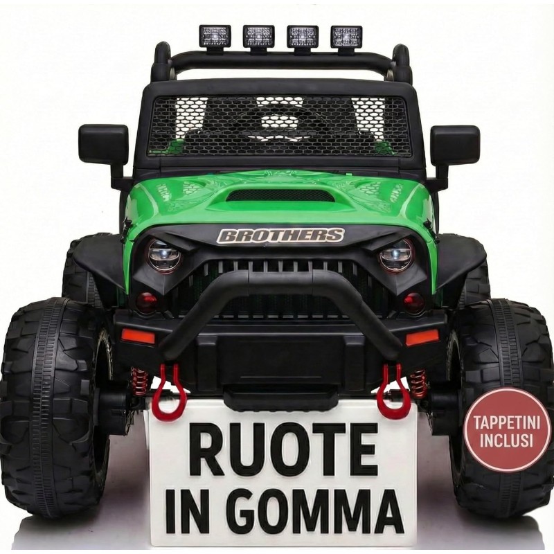 Auto Elettrica Bambini Big Adventure 24V Verde 2 Posti Telecomando Ruote Gomma