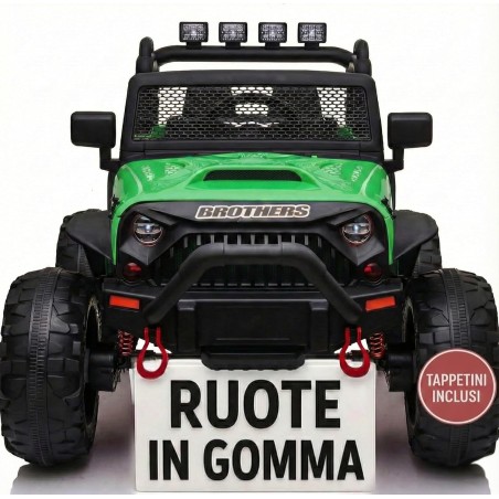 Auto Elettrica Bambini Big Adventure 24V Verde 2 Posti Telecomando Ruote Gomma