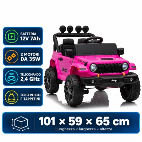 Auto Elettrica Bambini Jeep Wrangler Rubicon 12V Rosa Telecomando