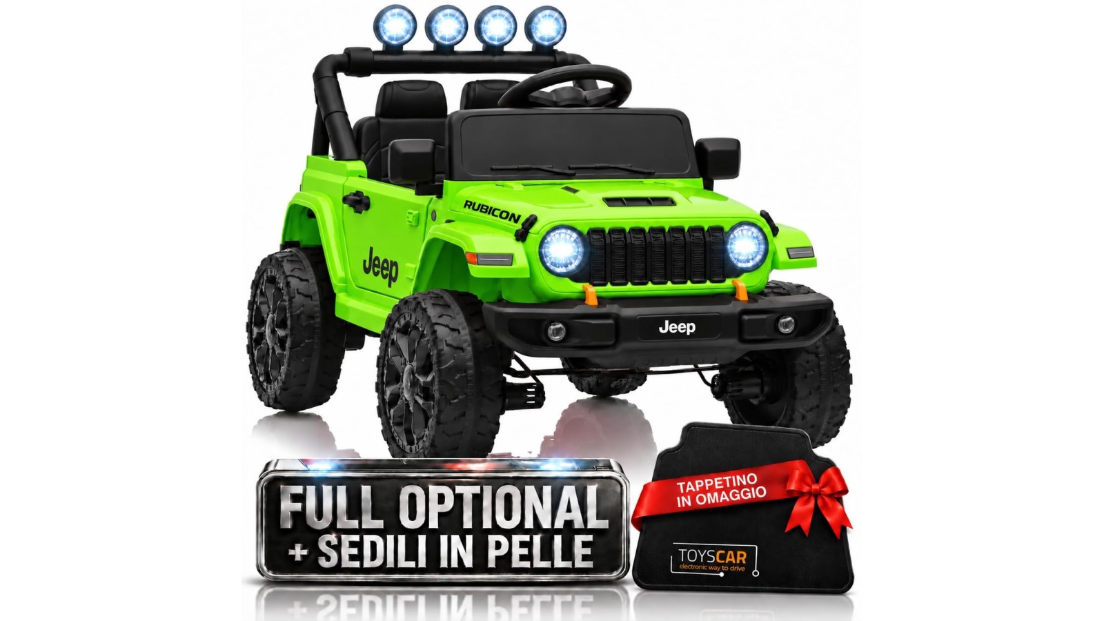 Auto Elettrica Bambini Jeep Wrangler Rubicon 12V Verde Telecomando
