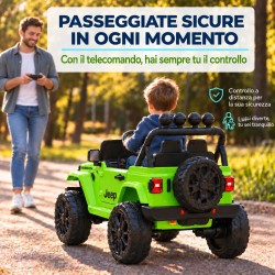 Auto Elettrica Bambini Jeep Wrangler Rubicon 12V Verde Telecomando